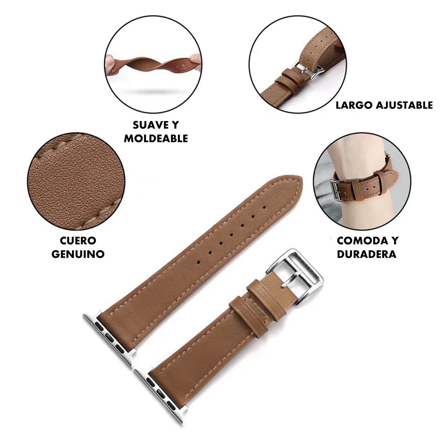 Correa De Cuero Para Apple Watch 100% Cuero Genuino