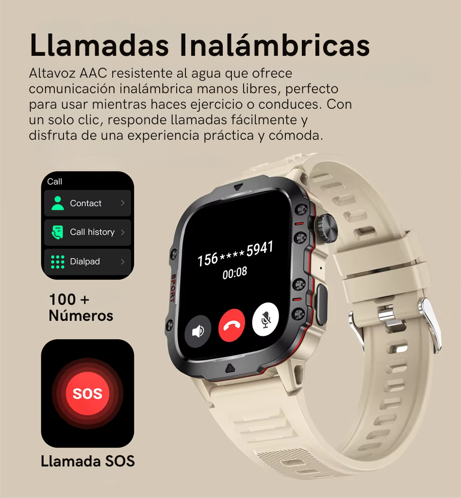 Smartwatch Táctico Militar Bluetooth Reloj Inteligente