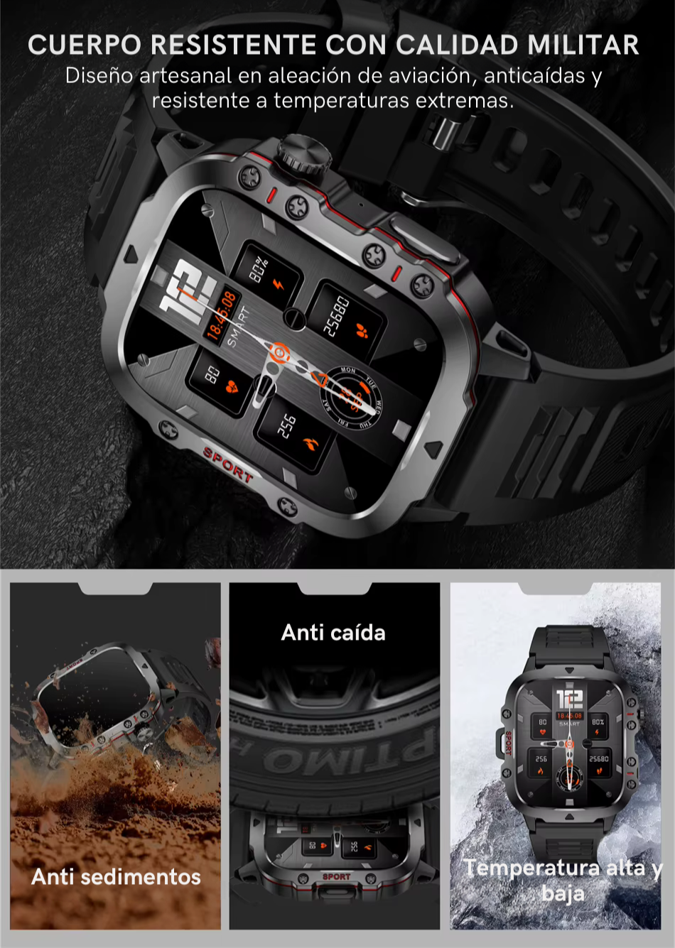 Smartwatch Táctico Militar Bluetooth Reloj Inteligente